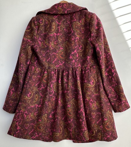 Anthropologie Plenty by Tracy Reese Pflaume Paisley Wollmischung Mantel Jacke Größe 2 - Bild 8 von 14