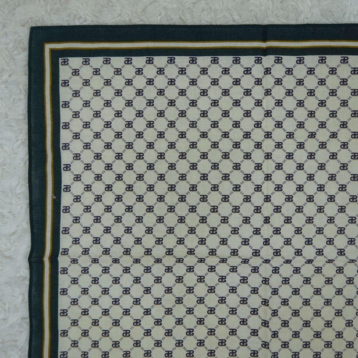 PAOLO GUCCI Monogram Logo Cotton Scarf Scarves Pocket Square 17