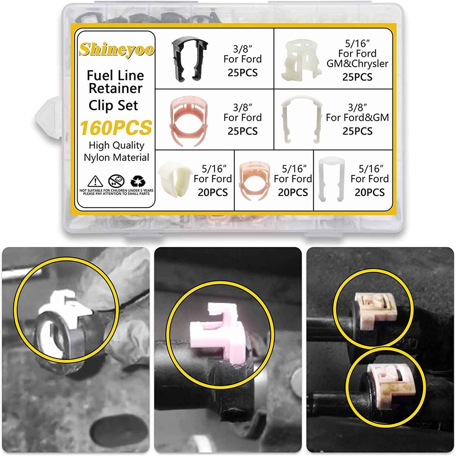 Fuel Line Retainer Clips 160PCS, 3/8 & 5/16 Fuel Line Retaining Clip Assortment eBay