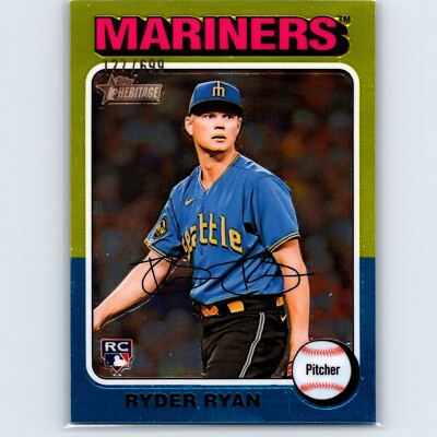 2024 Heritage High Number Ryder Ryan #326 Chrome #'d /699 Seattle Mariners