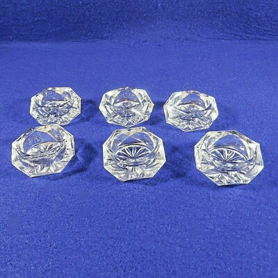 Set of 6 Antique EAPG Faceted Open Salt Cellars, Dips, Dishes Honeycomb Clear 