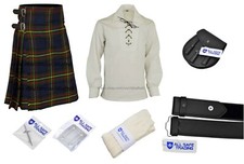 Men Scottish 9 Pieces 8 Yards Kilt Outfit with Sporran, Maclaren Tartan