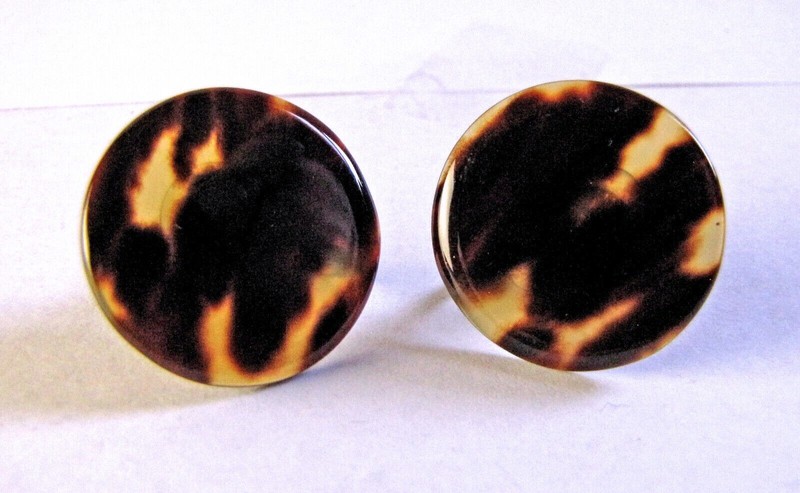 Vtg Screw Back Earrings Round Polished Animal Print Sterling Silver T2 Clip-On