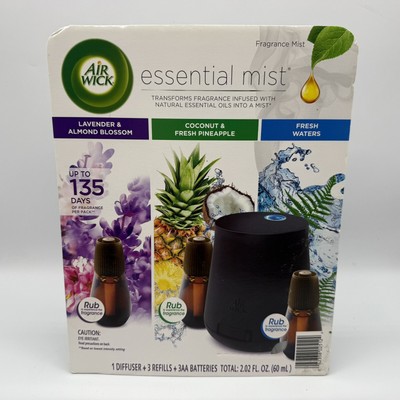 Airwick Essential Mist Fragrance Oil Diffuser + 3 Refills New