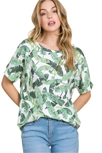 BOMBOM Lightweight Printed Round Neck Short Sleeve T-Shirt
