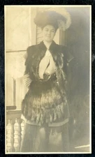 Vintage Photo PRETTY VICTORIAN ERA WOMAN HIGH FASHION FUR MUFFLER Early 1900's