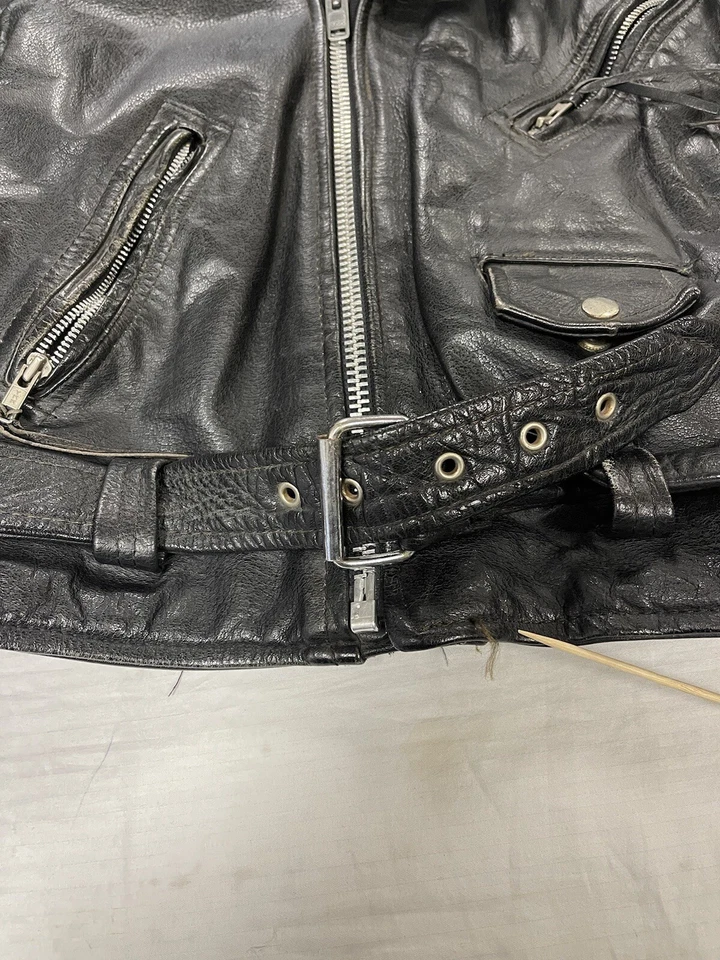 复古 Route 66 骷髅骰子皮革经典摩托车夹克 46 码 — 第 4/4 张图片