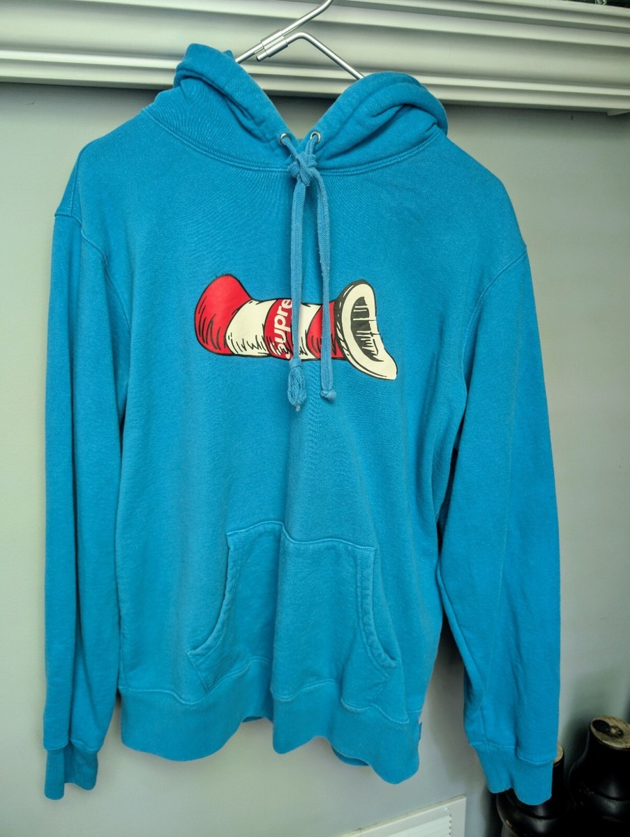 Supreme x Cat In The Hat Dr. Seuss Blue Pullover Hooded Sweatshirt  