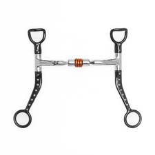 NY Tack 5" Western Silver Dotted Flat Shank Forward Copper Roller Horse Curb Bit