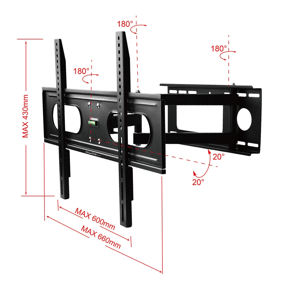 Soporte de montaje en pared para TV Full Motion 37 40 42 46 50 52 55 60 65 70 pulgadas LED LCD plano Foto 3 de 4
