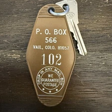 Vintage Gold Vail Colorado  Room Key - Room 102 - Ilco Key And Fob