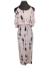 NWT Nicolette L Flounce Maxi Tie Dye Dress Pink Purple 120443