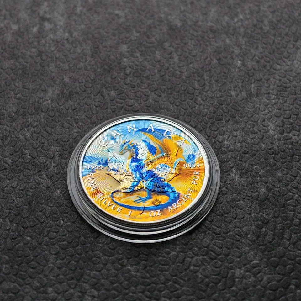 2024 1OZ Silver Canada Blue Dragon Holographic Colorized Cert NEW ONLY 100pc #39 - Image 3 of 4