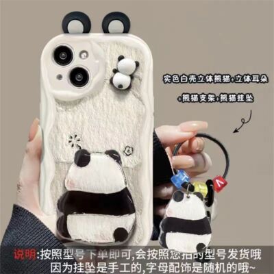 NEW Panda Ears Curved Edge Print Phone Case Cover for Iphone 15/14/13/12Promax