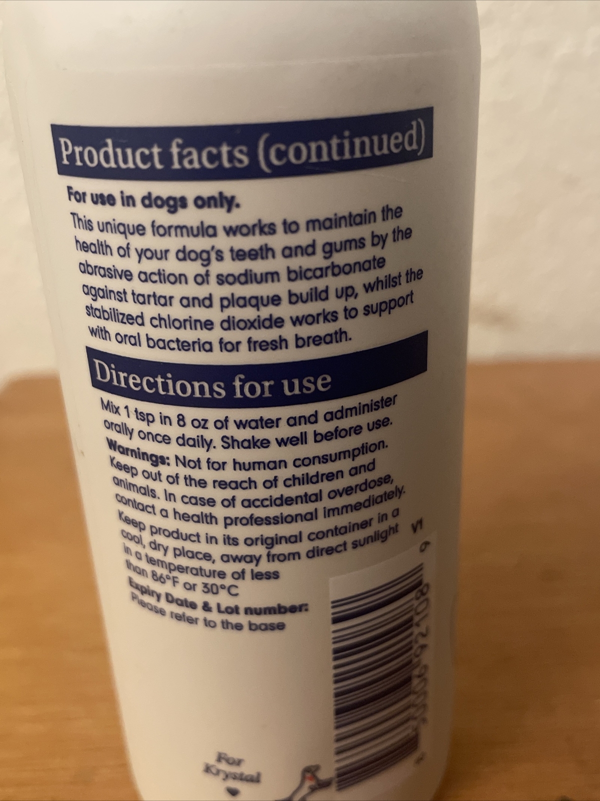 PetLab Dog Dental Formula Water Additive Oral Hygiene Clean Teeth