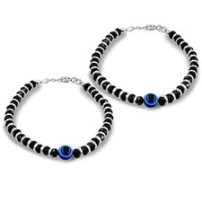 EVIL EYE 925 Traditional Silver  Black Crystals Baby Nazariya Kids Silver Brac