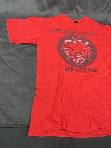 Vintage 1975 Jefferson Starship Red Octopus Concert Shirt Red Black Short Sleeve - Picture 4 of 12