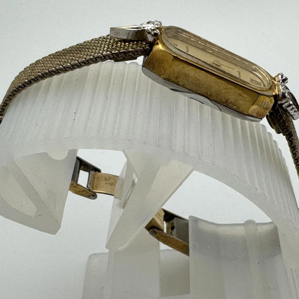 Reloj de cuarzo suizo Wittenauer de colección para mujer tono dorado diamantes reales ~ para reparación de piezas Foto 3 de 4