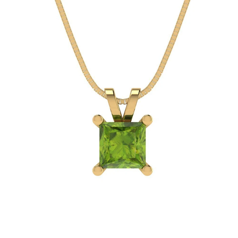 0.5 cttw Silver Pendant and 18" Necklace - Yellow Gold Plated - 4.5mm Peridot - Image 4 of 4