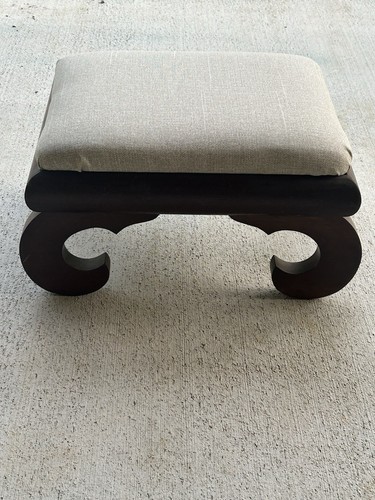 Antique ReUpholstered Wood Foot Stool Circa 1930