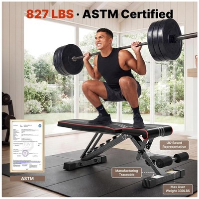 Gym Bench for Home - Foldable, 84 Positions, Wide Seat