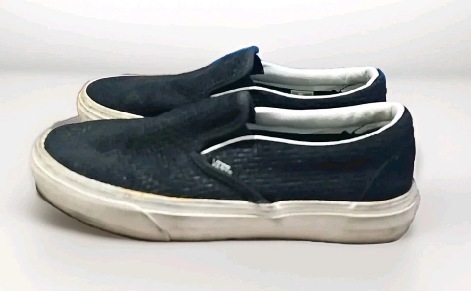 Zapatos de skate Vans Asher negros de cuero perforado sin cordones para mujer 7,5 unisex #18M Foto 2 de 4