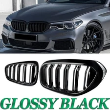 Gloss Black For 2017-20 BMW G30 G31 F90 530i 540i Dual Slats Front Kidney Grille