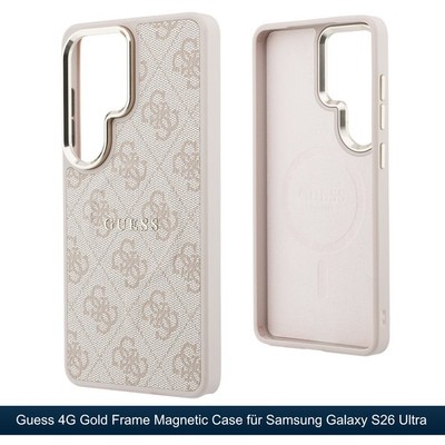 Guess Handyhülle 4G Magnetic Case für Samsung Galaxy S26 Ultra Schutz Cover Rosa
