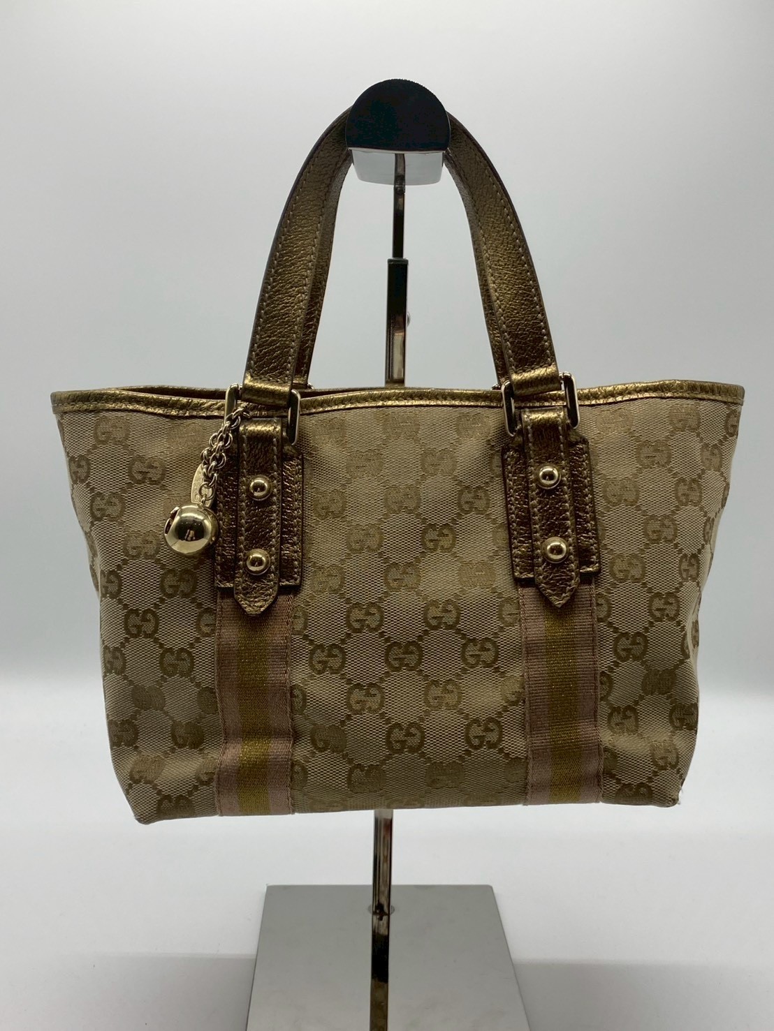 Gucci GG Canvas Sherry Line Charm Tote Bag Authenticity
