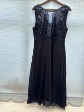 Sequin Mesh Insert Chiffon Dress SIZE 16 BLUE