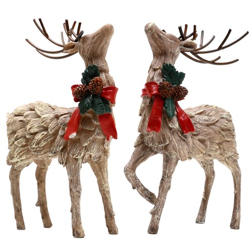 Resin Holiday Deer Tabletop Holiday Figurine Christmas Decorative,2 Pack