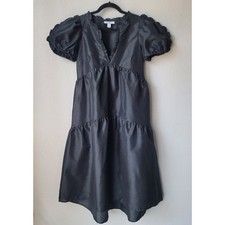 Kika Vargas x Target Tiered Ruffle Edge Puff Sleeve Midi Dress Size Medium Black