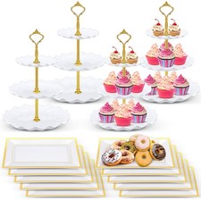 14 Pcs Dessert Table Stands Set 3 Tier Plastic Cupcake Stands Cookie Display ...