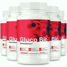 Gluco Bio Blood Sugar Balance Pills, GlucoBio Heart Health Capsules - 5 Pack