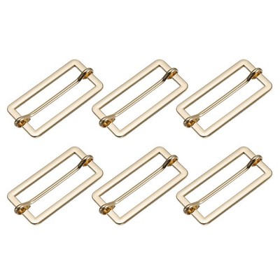 Slides buckles, 6pcs 40x17x2.3mm rectangle regulator, gold