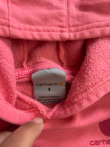 Carhartt 5 Girls Pink Hoodie Logo Sweatshirt Cotton Long Sleeve - Picture 3 of 5