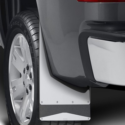 For Chevy Silverado 3500 HD 15-19 Putco Mud Skins Hex Shield Polished Mud Flaps