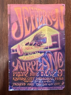 Original 1969 Jefferson Airplane KUDL Concert Handbill Timothy Dixon Artwork