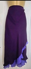 Vintage two-tone purple maxi skirt wrap design tiered, cascading ruffle hem 12