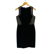 Ann Taylor Leopard Print DegIl Sleeveless Dress Size 6 Petite Black