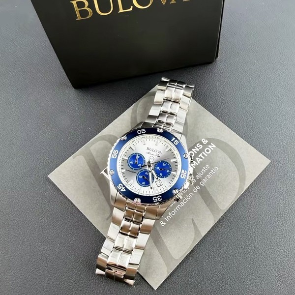 Bulova Marine Star para Hombre, Esfera Blanco/Azul, Cronógrafo 98B423, Cuarzo, 41.5mm 4
