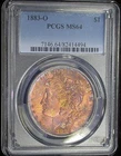1883-O MORGAN DOLLAR /BLAZING DEEP ORANGE OBV FULLY TONED  BOTH SIDES/ PCGS MS64