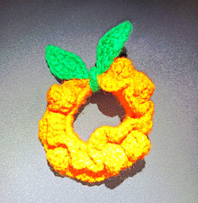 Handmade Crochet Orange And Green Scrunchie Hair Tie