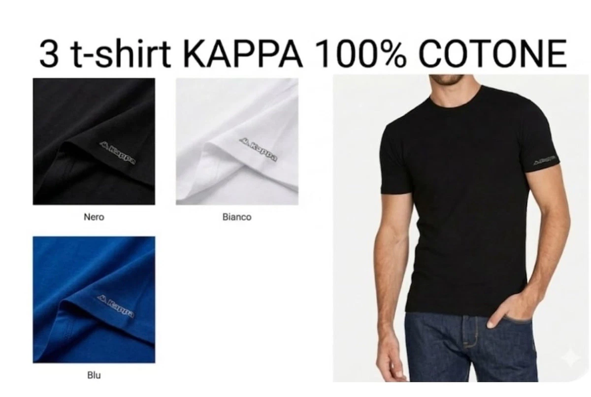 Kappa - T Shirt Maglietta, Uomo, Bianco, Cotone, Sportivo. Logo DWAL, Taglia: M