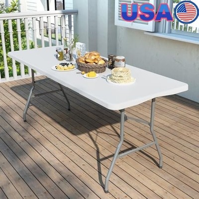 Heavy Duty 6ft Folding Table Portable Outdoor Indoor Lock Function Carry Handle