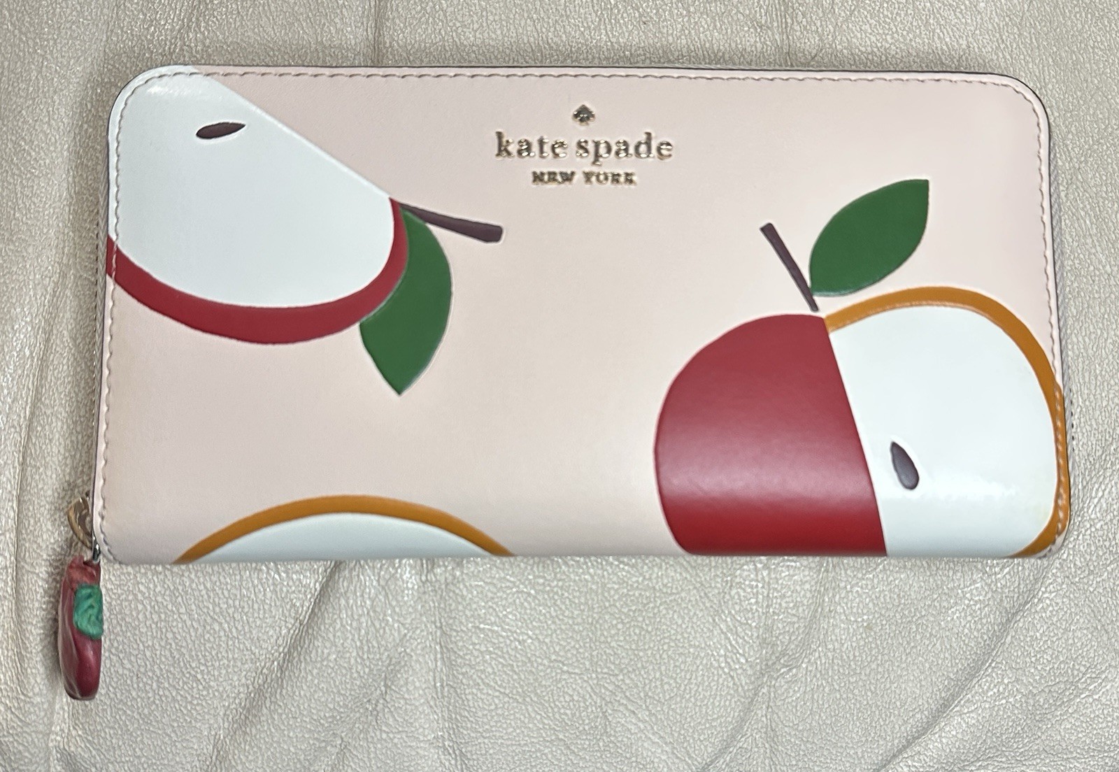 Kate Spade Honeycrisp Red Apple Continental Wallet Pink Multi Custom Pull