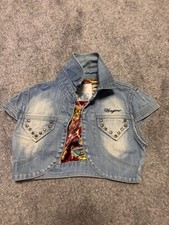 Vingino Kinder Bolero Jeansjacke kurzärmelig buntem Innenfutter | Einheitsgröße