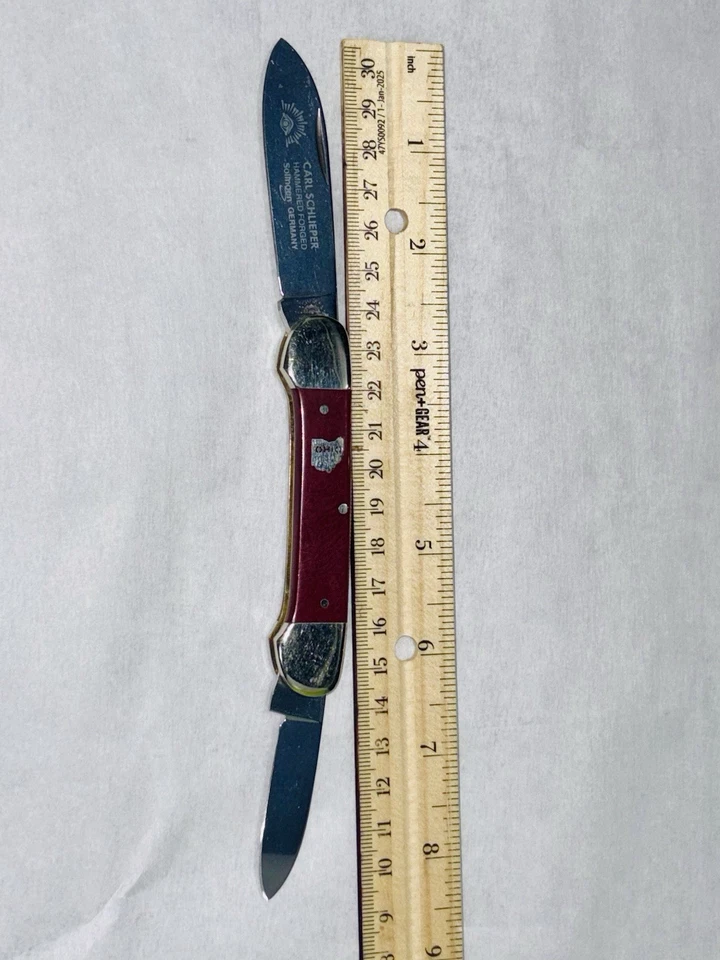 1900's Vintage Solingen Alemanha, Estado C. Schlieper OHIO, Faca Dobrável de 2 Lâminas - Imagem 3 de 4
