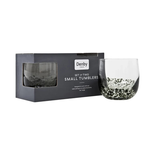 Denby Classic Black Small Tumbler - Set Of 2 BNIB Handmade Glass Boxed