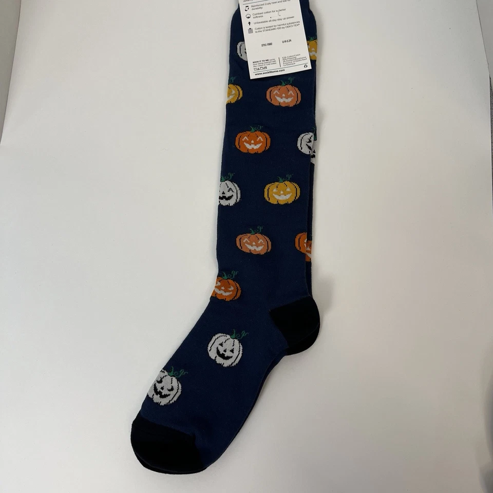 Calcetín hasta la rodilla - Vamos a encender - Brilla en la oscuridad Calabazas Otoño Halloween Foto 3 de 4